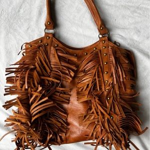 Boho Fringe Morocco Leather Handbag